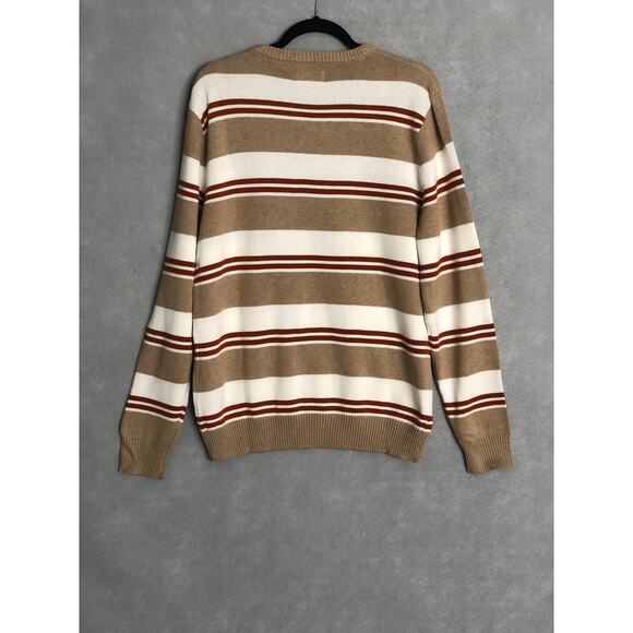 Club Room Men's Size Medium Stripe V-Neck Sweater Tan/Rust NEW - Picture 5 of 6